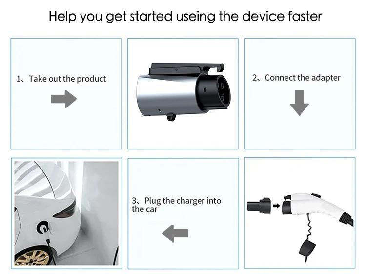 Factory Low Price Cable Connector Tesla to SAE J1772 Type 1EVS 60A 250V AC EV Charging Adapter