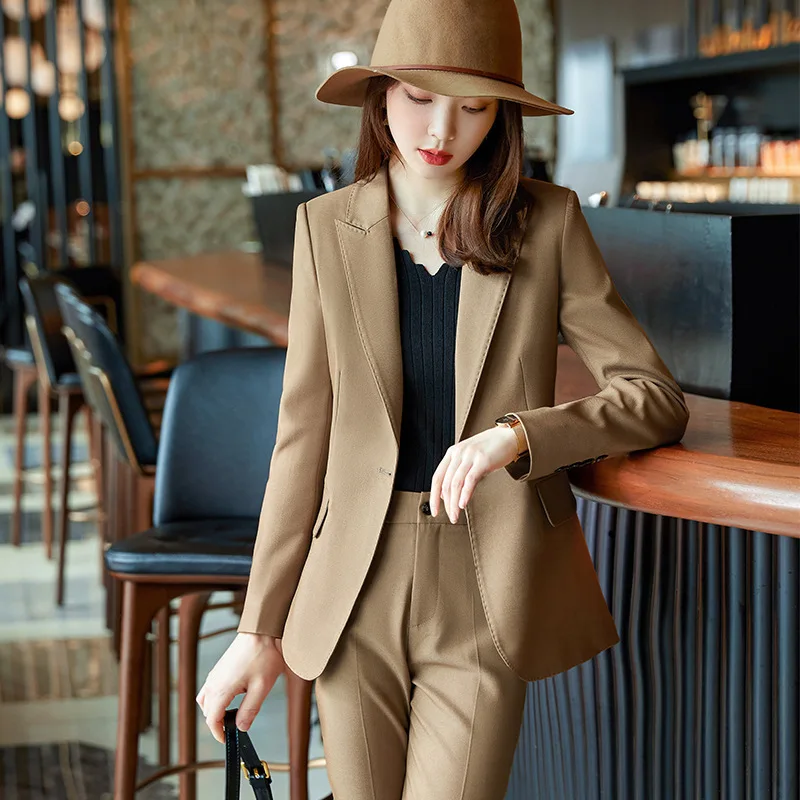 brown fedora pantsuit