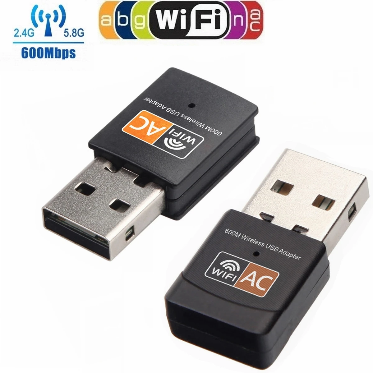 600Mbps USB WiFi Adapter Wireless Dongle Dual Band 2.4GHz/5GHz For PC Laptop AU 