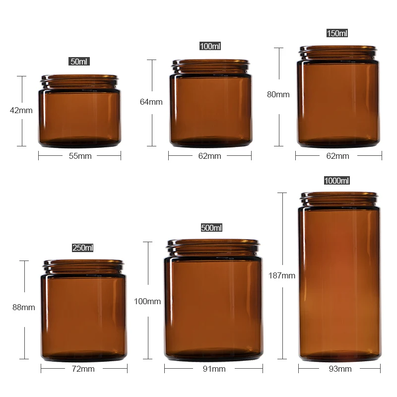 250ml 8oz Empty Dark Amber Glass Candle Jar With Lid Candles Scented