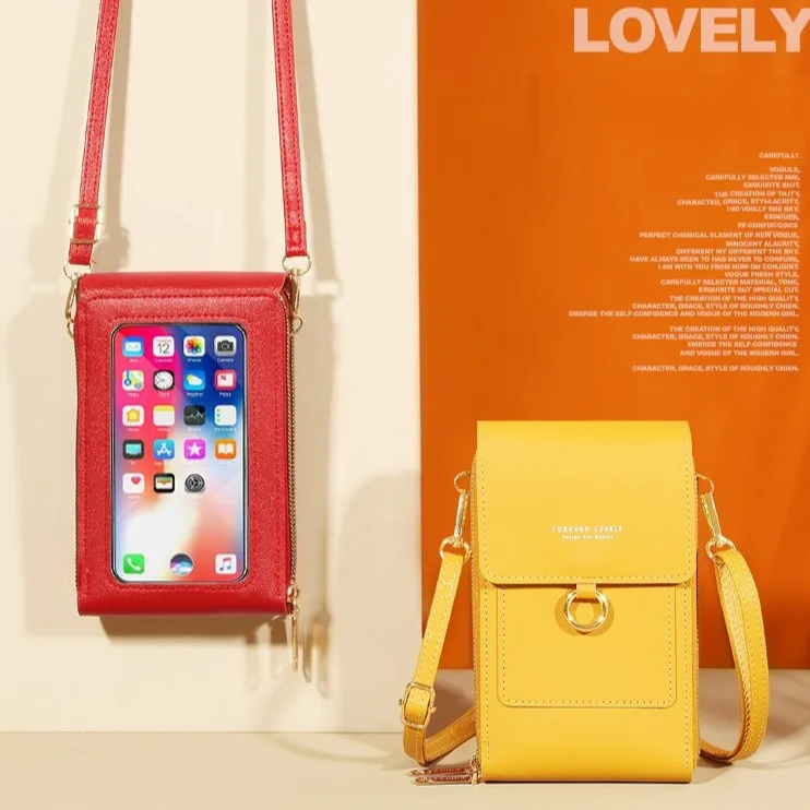 RFID Blocking Crossbody Phone Bag For Women – PU Leather Wallet Purse With Strap (Yellow)