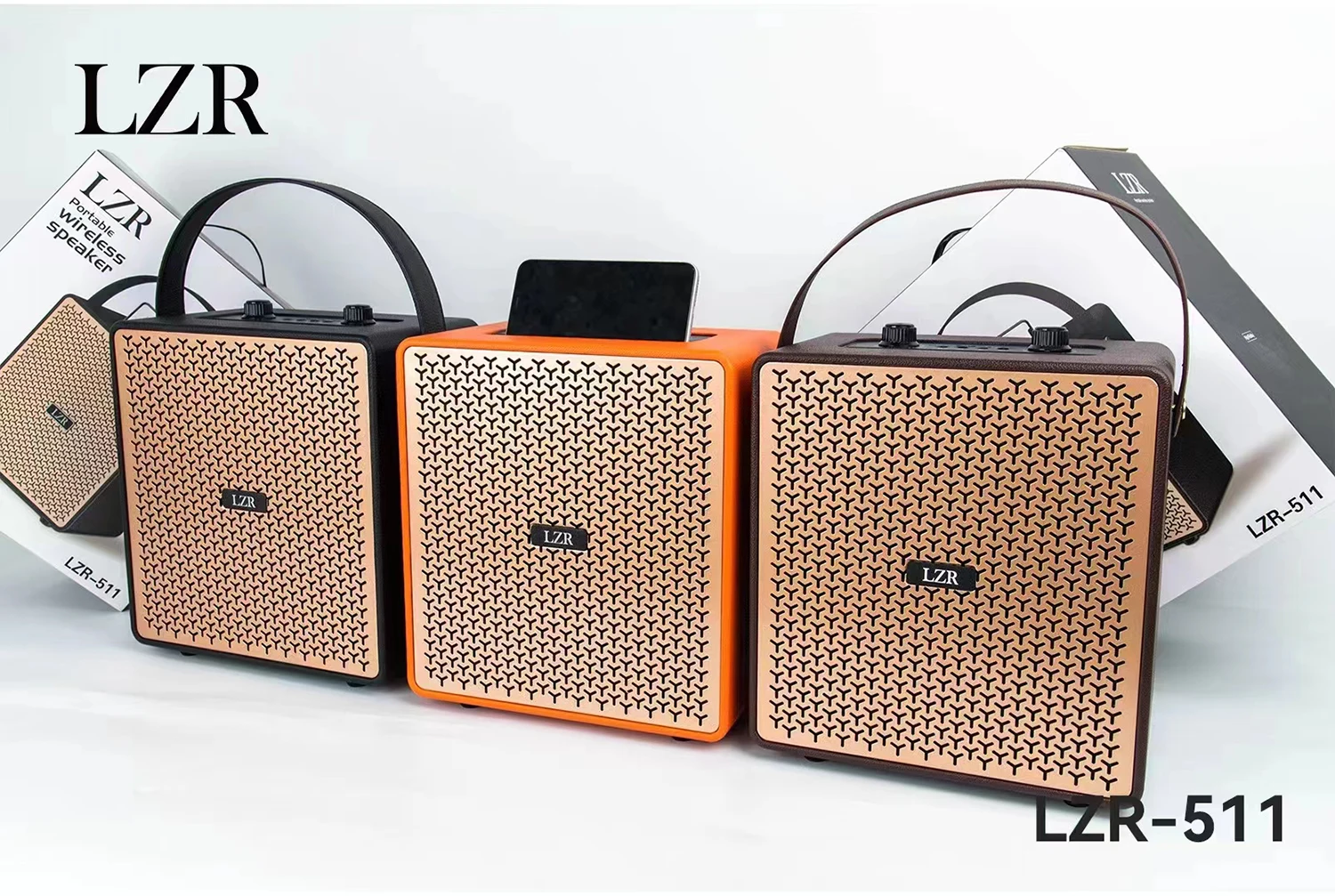 LZR-511ลำโพงบลูทูธไร้สายแบบพกพาสไตล์ย้อนยุคหนังไม้ลำโพงบลูทูธวิทยุเอฟเอ็มซูเปอร์เบสวูฟเฟอร์ลำโพงใช้ในบ้าน