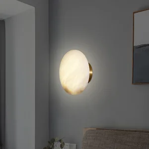 Designer All-Copper LED Dimmable Wall Lamp Natural Spanish Marble 110V G9 Recessed Modern Bedroom Living Room Hot Style