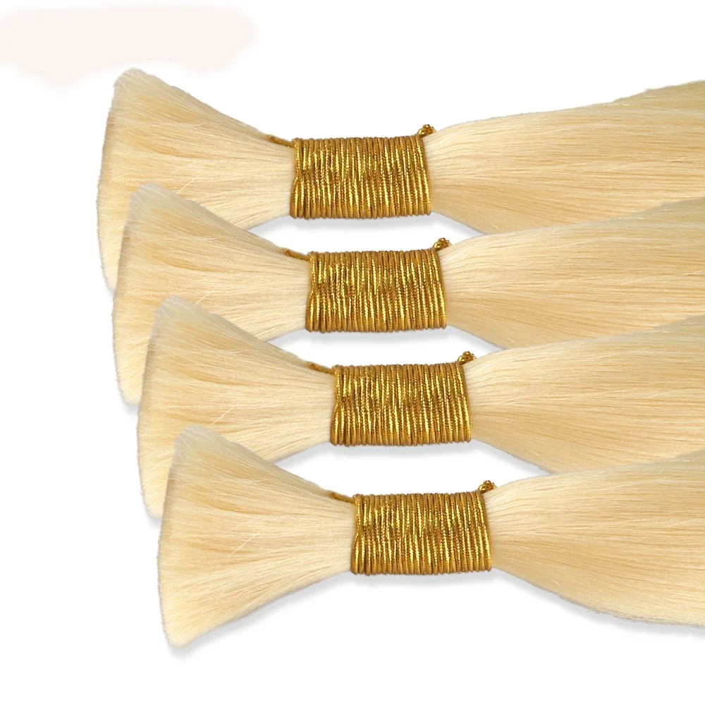 Top Quality Brazilian Human Hair Bulk for Braiding 50g Straight Wave Color 613 Bleach Blonde Women_voghion.com