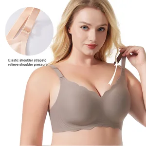 OEM Custom Logo Wavy Jelly Bra Wireless T Shirt Bra Seamless Push up Bralette Full Coverage V Neck Comfortable Bras for Women