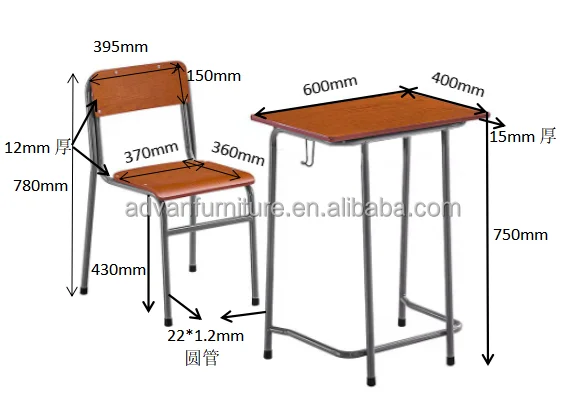 Cheap School Chairs and Desk Set Kids School Furniture Comfortable and Wooden Single Table and Chair Cover
