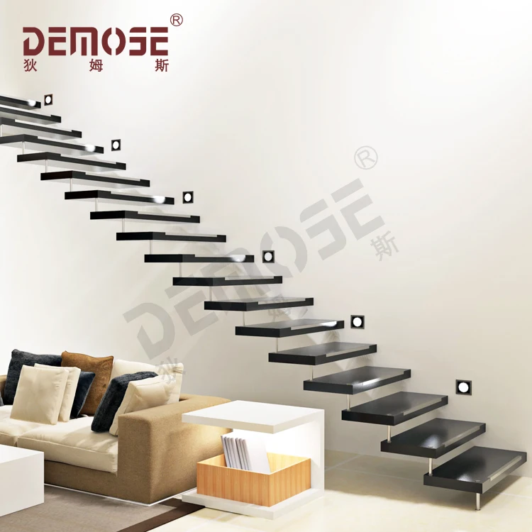 
 Простая стеклянная и деревянная лестница DEMOSE  