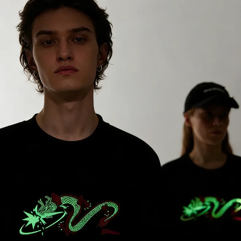 Summer Casual Men's T-shirt Custom Luminous Vinyl Printing logo Reflective Tshirts Plus Size Men's T-shirts Glowing in Dark gallery 3
