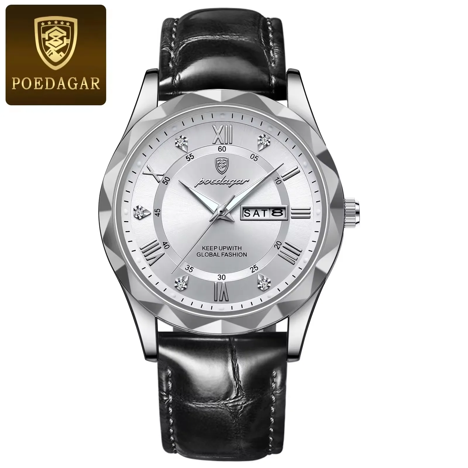 New Poedagar 615 Men's Watches Fashion Trend Quartz Wristwatch Date Week Montre Homme Or aperçu 7