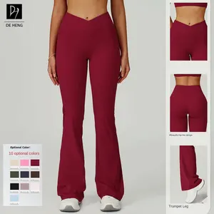 New Scrunch Butt Cross Waist Leggings Tummy Control Wide Leg Flared Pants Push up Butt Lifting Fitness Women Flare Yoga Pants