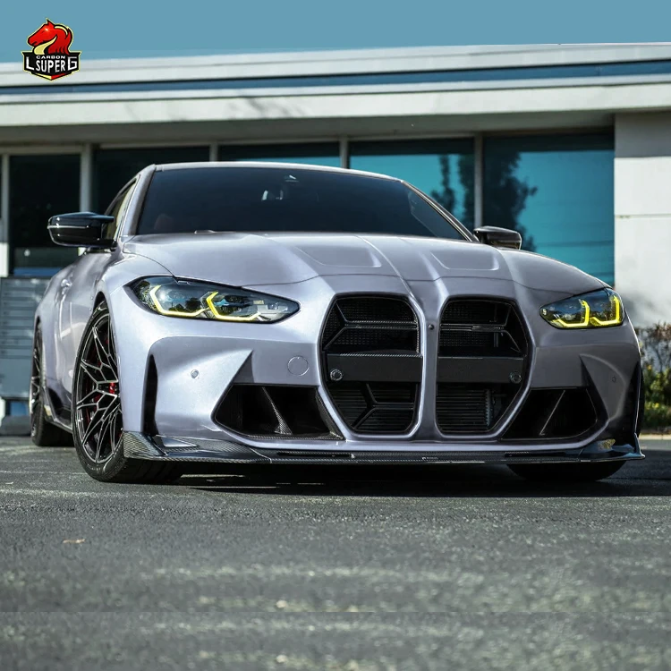 CSL Style Prepreg Carbon Fiber Front Bumper Grill With ACC for BMW M3 M4 G80 G82 Car Grille