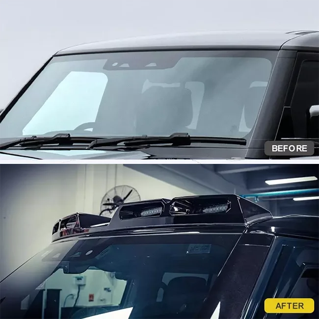 Gloss Black Auto Front Roof Spoiler Lamp Led Car Top Light For Land