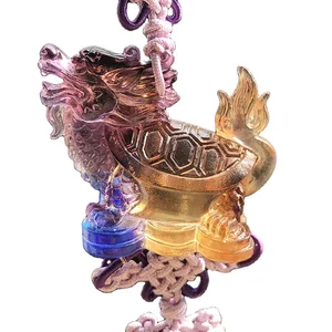 Handmade Colored Crystal Glass Hanging Pendant Keep Safe Feng Shui