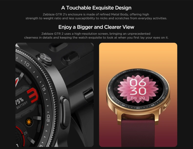 Zeblaze GTR 2 Smart Watch BT Call Heart Rate Spo2 Blood Oxygen Health Multiple Exercise Modes GTR2 Smartwatch