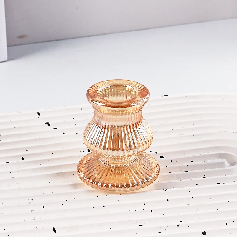 product portable glass candle holder for candlestick wedding home decoration table suitable for both sides candle holders-8