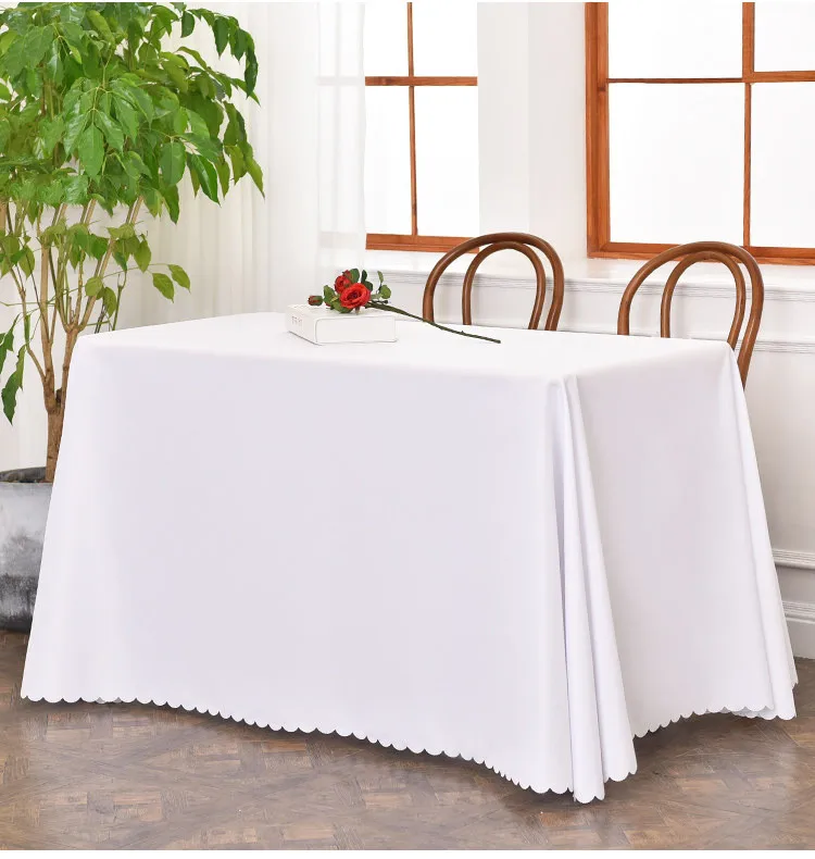 Скатерть из чистого белого полиэстера однотонная скатерть для свадебного банкета прямоугольная гостиничного ресторана