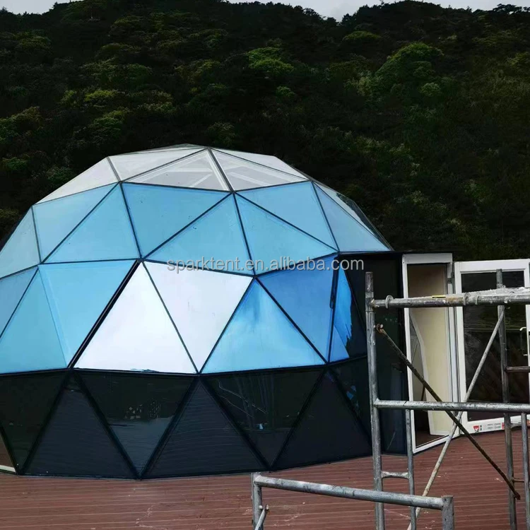 ガラスドームテント、透明ガラス測地線ドーム、6m 7mジオドーム