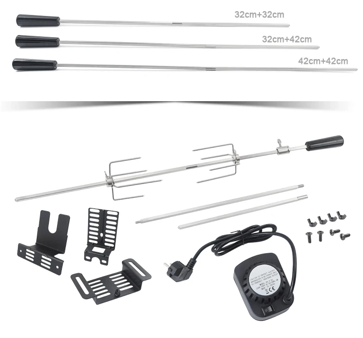 Rotis Kit Universal Different Size Heavy Duty Spit Roaster Kit BBQ