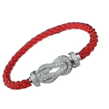 New style colorful Horseshoe Stainless steel twisted cable wire bracelets hand rope with diamonds