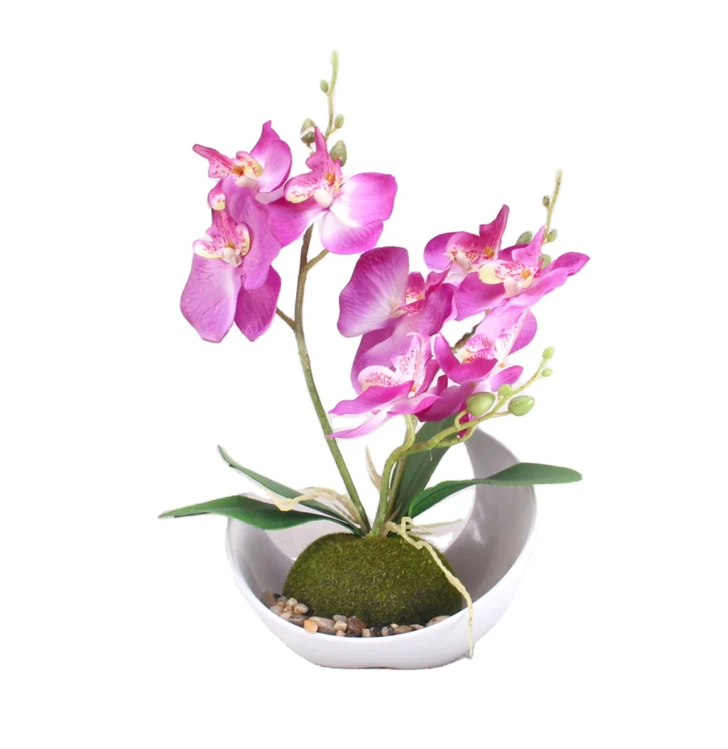 Orchid Silk Artificial Flower Phalaenopsis Home Decor Garden Potted Fake Plants