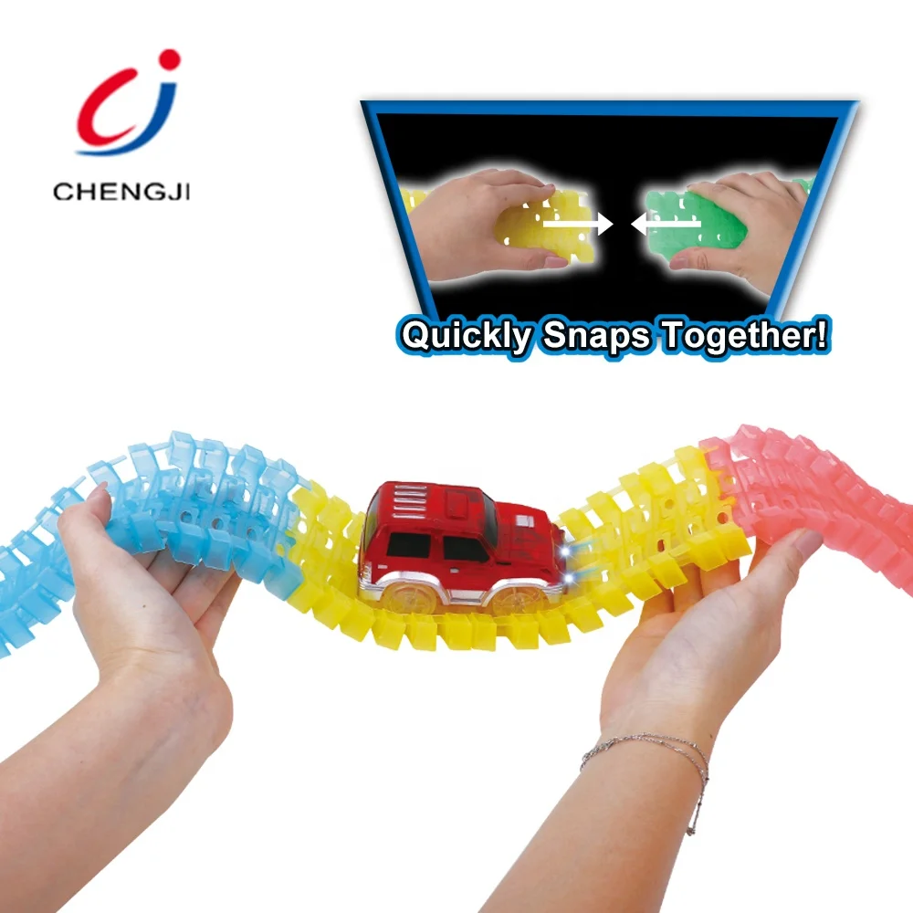 Pistas De Juguete LED Light Electric Slot Car Racing Track Set - Main Image