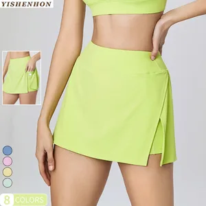 YISHENHON Hot Sale High Waist Naked Feeling Running Skirt Quick Dry Lightweight Fitness Workout Tennis Skirts for Women