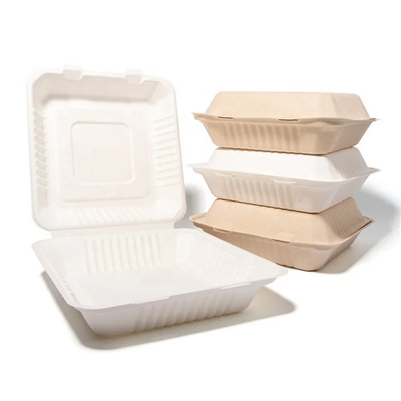 Disposable Sugarcane Food Containers 8 Inch 1200ml Biodegradable ...