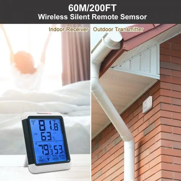 ThermoPro TP65C 200FT Wireless Digital Thermometer Hygrometer for Indoor Outdoor