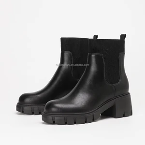 3036-1 Wholesale Custom Women Boot Western Round Toe Flat Heel Ankle Ladies Boots Autumn Winter chelsea Boots