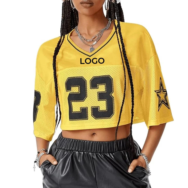 Y2K Street Fashion Wear Crop Top 3/4 Sleeve American