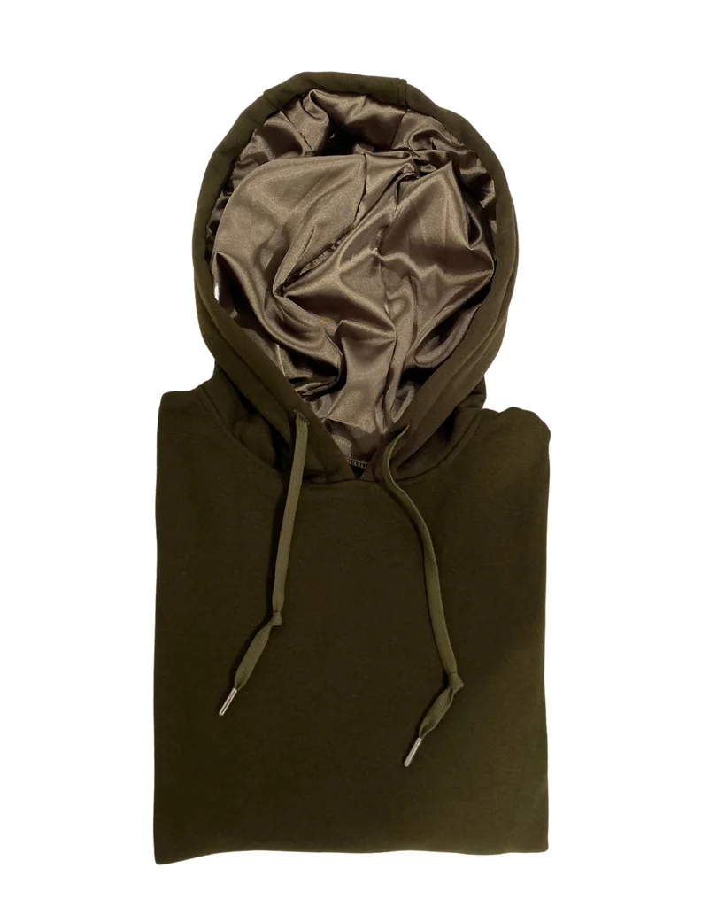 Silk Inside Hoodies Custom logo Embroidery Embossed Print Oversized Cotton Fleece Satin Lining Lined Hooded Hoodie Wholesale gallery 9