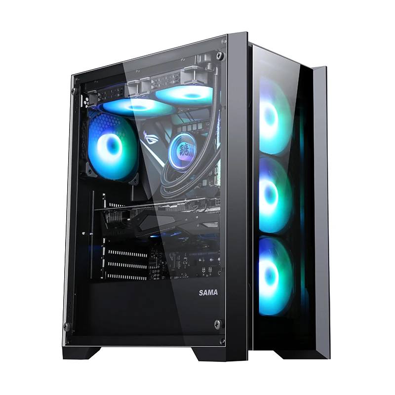 SAMA Double Sided Glass Gaming PC Case - ATX with 360 Liquid
