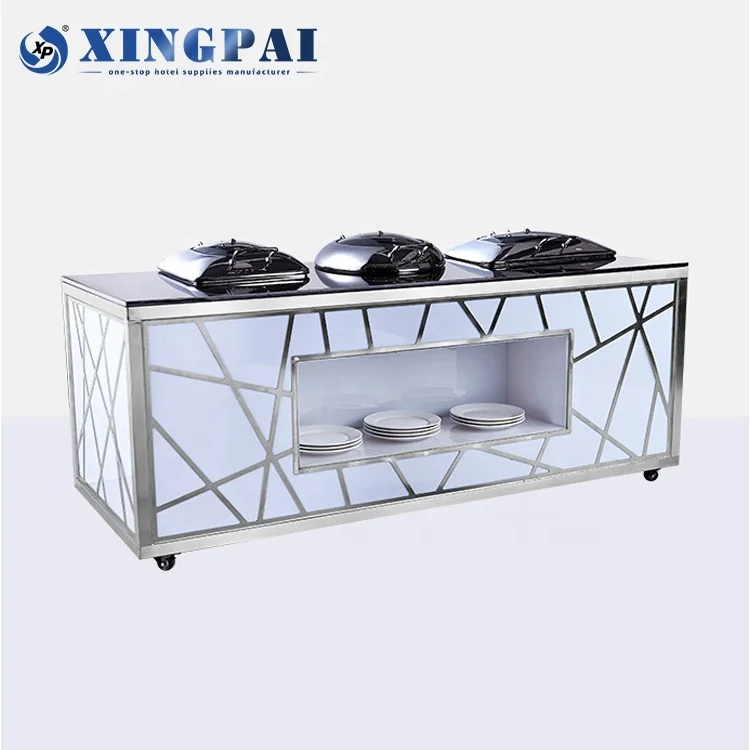 XINGPAI Modern Hotel Dining Tables Cooking Station Buffet Counter  Foldable Buffet Table