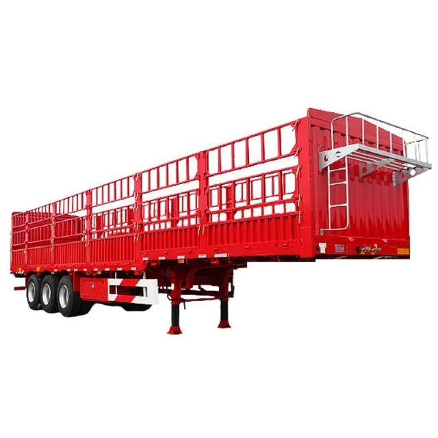 Top Quality China 3 Axle Payload Trucks Semi-tailer 80ton Stake Fence Cargo Semi Trailer For Sale