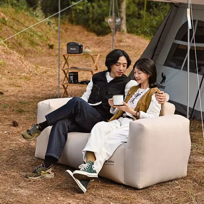 HISPEED Korean Style Inflatable Camping Air Sofa 480 Polyester Air Lounger  Sofa for Camping