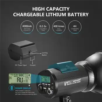 Neewer I6t Ex 600W 2.4G Ttl Studio Strobe 1/8000 HSS Flash Moonlight, Wireless Trigger/Modeling Lamp/Recycle detail image