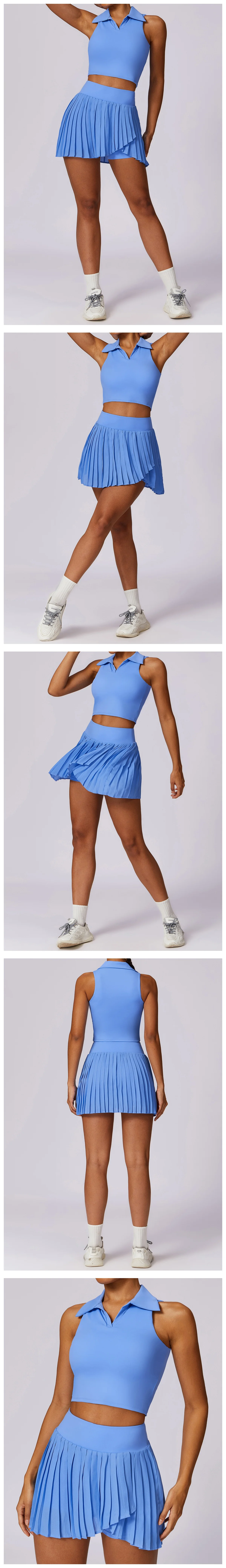 New Arrival Tennis Wear Pleated Short Dress Slim Fit Outdoor Sports Pickleball Golf T-shirts and Athletic Tennis Skort Skirts manufacture