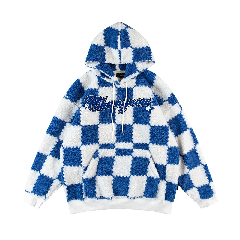 Fashion Bright Colors Grid Hoodies Lamb 