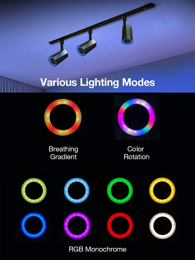 10W Zoomable RGB Tracklights System Mini Track Lighting Rail Lighting  Track Light  for Store