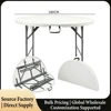 Mesa redonda plegable de 1,8 metros para 12-14 personas con patas grises.