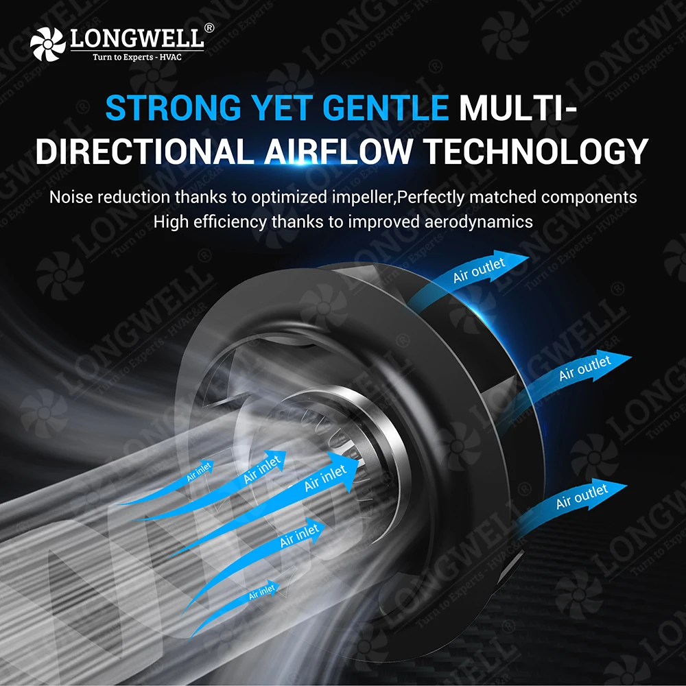 Longwell Custom High Quality 315mm Diameter AC Backward Centrifugal Exhaust Fan for HVAC System OEM Support