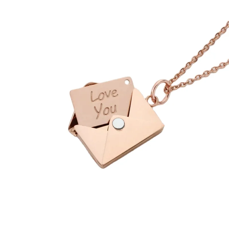 Custom Love You Envelope Necklace - Fine Jewelry