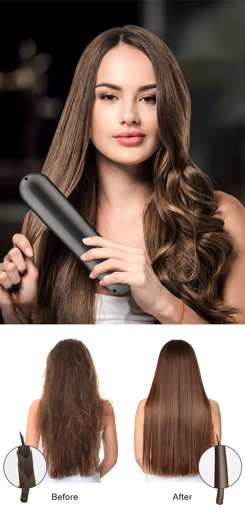 2024 New Hair Straightener Curling Comb 2-in-1 Hair Styler Tool ...