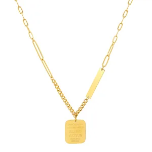 Wholesale Designer Charms Stainless Steel Necklace Women Pendant 18k Gold Plated Pendant Heart Square Necklace Jewelry