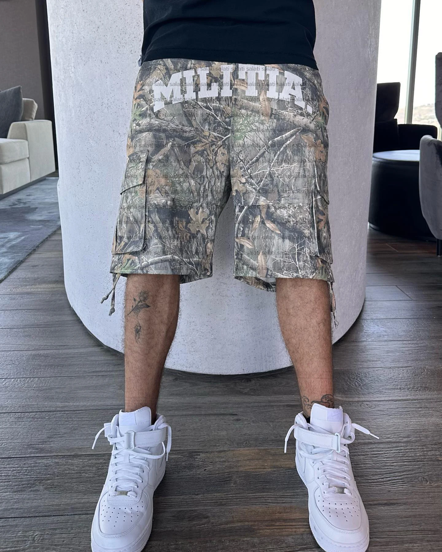 Custom High Waist Work Workwear Short High Waist Real Tree Short Pant Cotton Summer Hunting Camouflage Print Camo Shorts for Men gallery 2