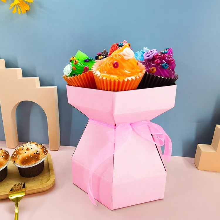 Custom Paper Printing Cupcake Bouquet Floral Boxes Flower Packaging Box for Bouquets