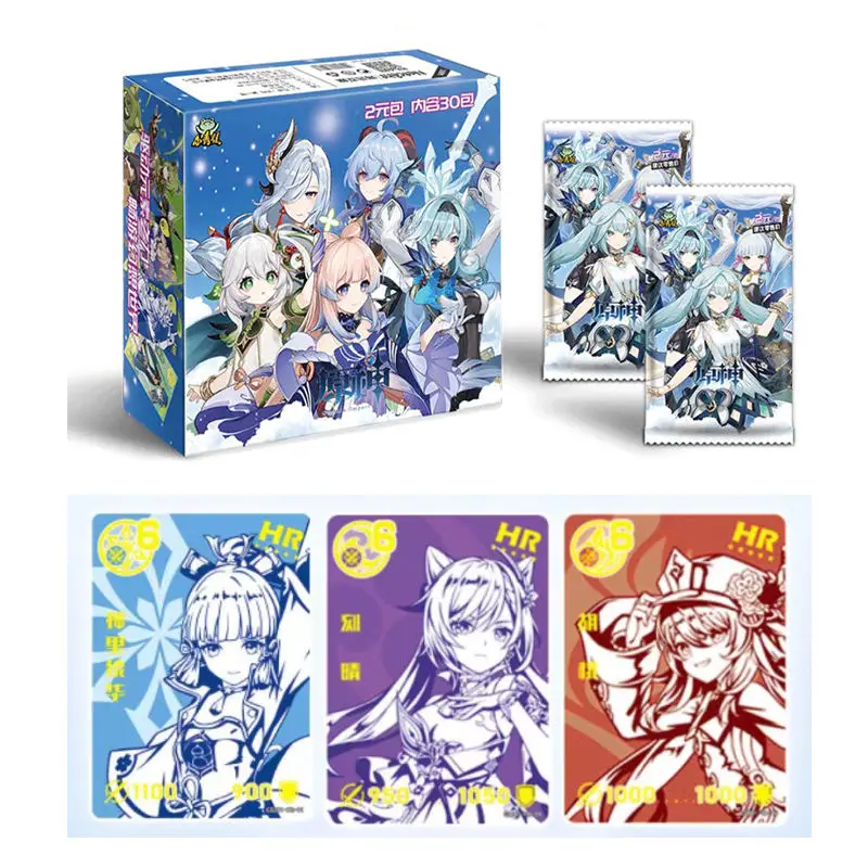 Оптовая продажа, игра с маленькой лягушкой Genshin Impact, низкая цена, Мультяшные детские игрушки, торговая карта, игра, аниме коллекционные карты, индивидуальная карта