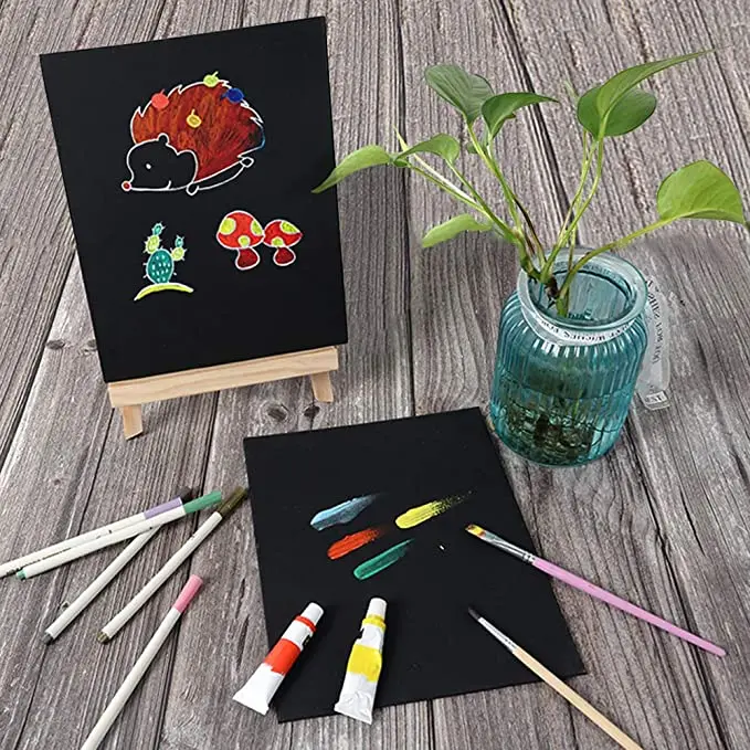 Bview Art 8x10 Inch Primed Acid Free Black Canvas Panel Art Board For