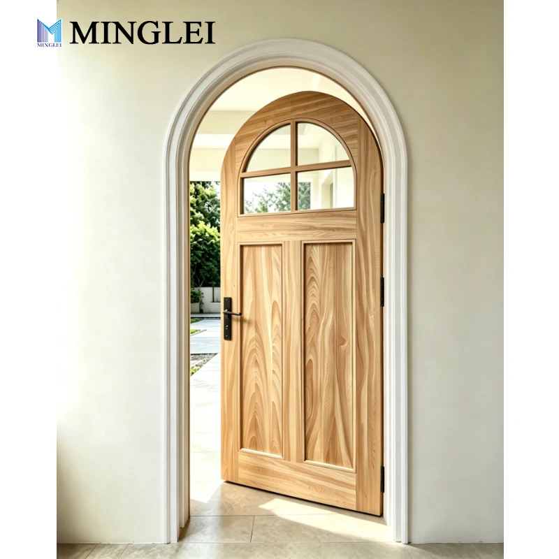 ราคาโรงงานสำหรับบ้านสมัยใหม่ วิลล่าภายนอกท่ามกลางธรรมชาติ ประตูทางเข้าหลักด้านหน้าทำจากไม้เนื้อแข็ง