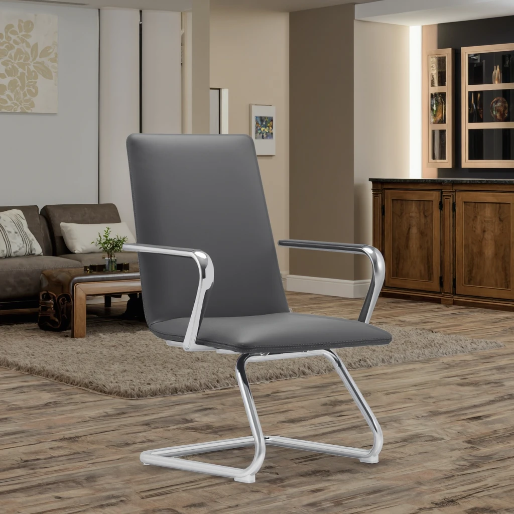 Modern Leather Executive Reception Chair with Steel Base Adjustable Height for Hotel Lobby Furnishing 2